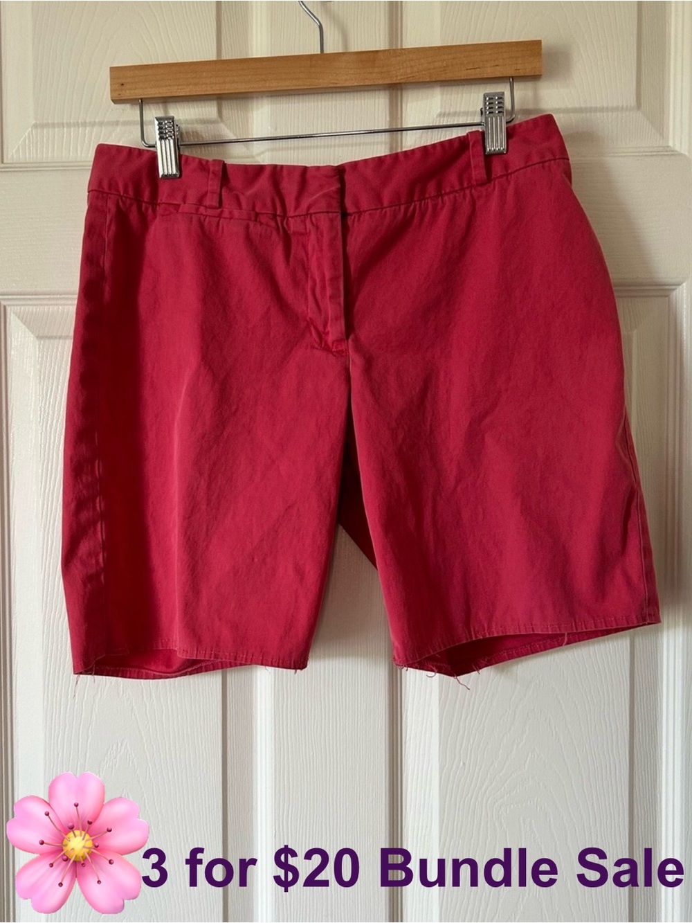 Talbots Bright Red Flat Front Bermuda Shorts – Size 6 - Picture 1 of 8